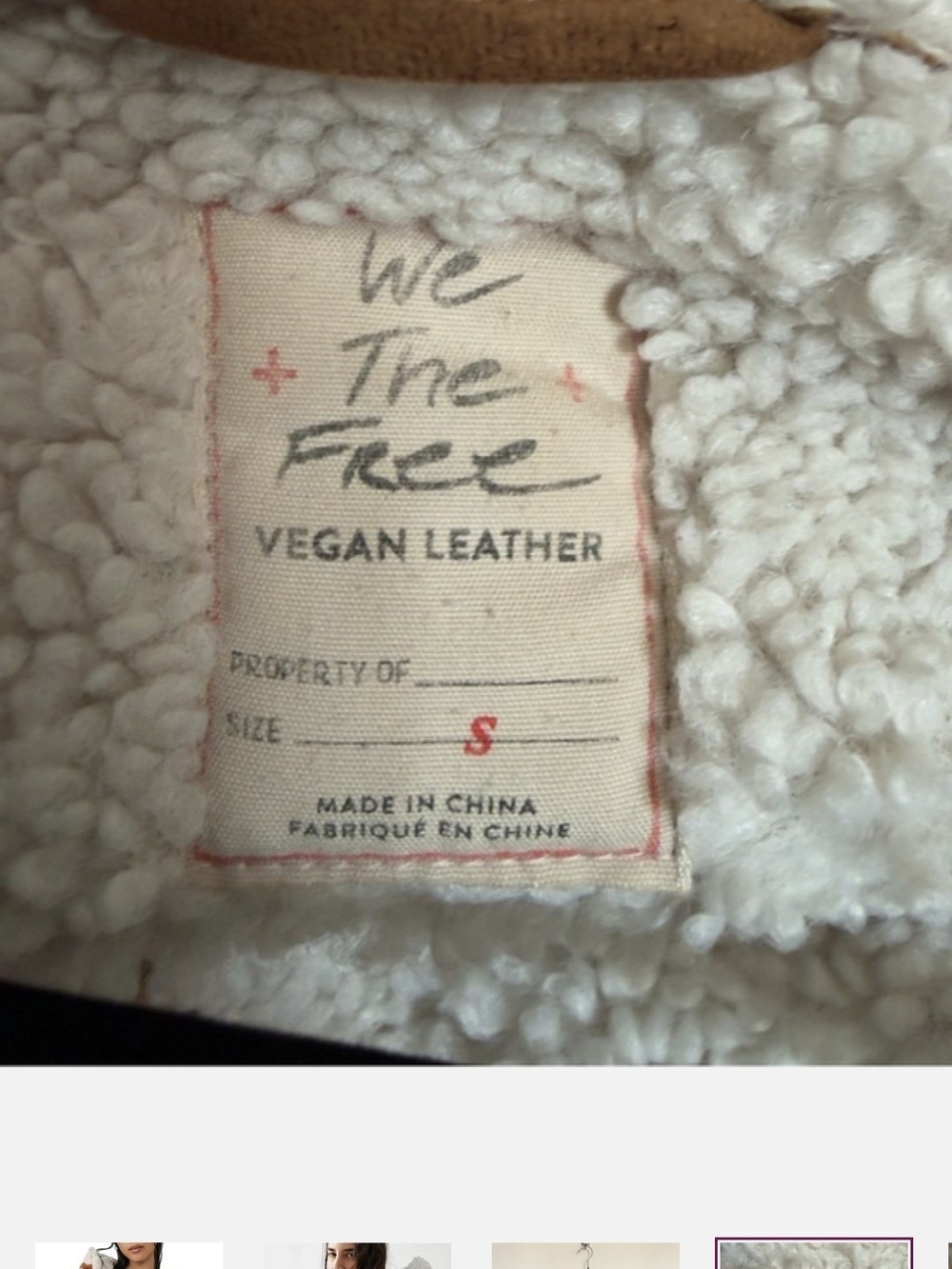 We The Free Tan Teddy Jacket with Cream Faux-Shearling Trim - Picture 3 of 4